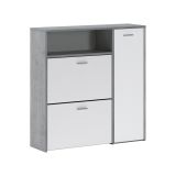 Mobile da ingresso Adriatico, Entratina appendiabiti, Composizione per atrio, Consolle portaoggetti multifunzione, 92x27h94 cm, Cemento e Bianco
