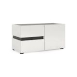 Mobile da ingresso Antananarivo, Entratina appendiabiti, Composizione per atrio, Consolle portaoggetti multifunzione, Made in Italy, 80x38h42 cm, Bianco lucido e Antracite