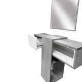 Mobile da ingresso Baffin, Entratina appendiabiti, Composizione per atrio, Consolle portaoggetti multifunzione, 100x31h75 cm, Cemento e Bianco