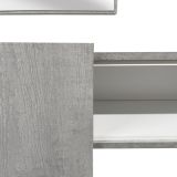 Mobile da ingresso Baffin, Entratina appendiabiti, Composizione per atrio, Consolle portaoggetti multifunzione, 100x31h75 cm, Cemento e Bianco