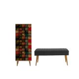 Mobile da ingresso Baham, Entratina moderna, Appendiabiti da parete, Consolle portaoggetti multifunzione, 50x38h135 cm, Quercia e Antracite