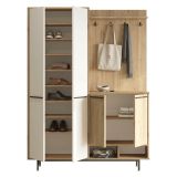 Mobile da Ingresso Beige Marrone Rovere Appendiabiti 12 Ripiani 147x36x196h cm, Apertura Battente - Tignale