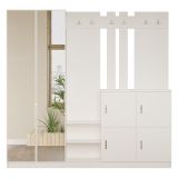 Mobile da Ingresso Beige Specchio Incluso Appendiabiti 187x38x180h cm, 9 Ripiani - Noviglio