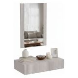 Mobile da Ingresso Beige Specchio Incluso Paia 80x42x97h cm, un Cassetto - Premolo