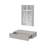 Mobile da Ingresso Beige Specchio Incluso Paia 80x42x97h cm, un Cassetto - Premolo
