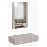 Mobile da Ingresso Beige Specchio Incluso Paia 80x42x97h cm, un Cassetto - Premolo