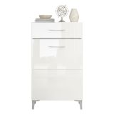 Mobile da Ingresso Bianco 2 Ripiani un Cassetto 58x35x104.5h cm, Un'anta - Ossona