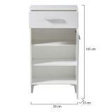 Mobile da Ingresso Bianco 2 Ripiani un Cassetto 58x35x104.5h cm, Un'anta - Ossona