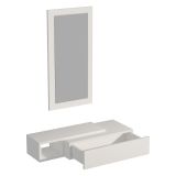 Mobile da Ingresso Bianco Beige Specchio Incluso un Cassetto 82x30x16h cm, un Ripiano - Ingria
