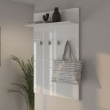 Mobile da Ingresso Bianco Bianco un Ripiano Appendiabiti 76x19.5x114h cm, Installazione Sospeso - Valdemone