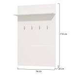 Mobile da Ingresso Bianco Bianco un Ripiano Appendiabiti 76x19.5x114h cm, Installazione Sospeso - Valdemone