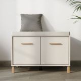 Mobile da Ingresso Bianco Crema Grigio Chiaro un Ripiano 2 Ante 80x40x57h cm, 2 Vani - Marciana