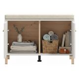 Mobile da Ingresso Bianco Crema Grigio Chiaro un Ripiano 2 Ante 80x40x57h cm, 2 Vani - Marciana