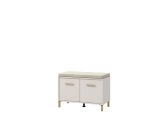 Mobile da Ingresso Bianco Crema Grigio Chiaro un Ripiano 2 Ante 80x40x57h cm, 2 Vani - Marciana