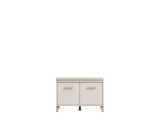 Mobile da Ingresso Bianco Crema Grigio Chiaro un Ripiano 2 Ante 80x40x57h cm, 2 Vani - Marciana