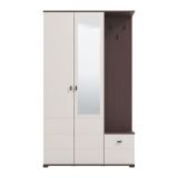 Mobile da Ingresso Bianco Crema Marrone Noce Specchio Incluso 4 Ripiani 116x35x197h cm, Appendiabiti - Raroto