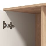 Mobile da Ingresso Bianco Crema Marrone Rovere Nodi Specchio Incluso 6 Ripiani 87x36x197h cm, Appendiabiti - Vique