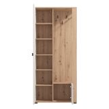 Mobile da Ingresso Bianco Crema Marrone Rovere Nodi Specchio Incluso 6 Ripiani 87x36x197h cm, Appendiabiti - Vique