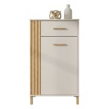 Mobile da Ingresso Bianco Crema Marrone un Cassetto 2 Ripiani 59.5x40x103h cm, Un'anta - Carducci