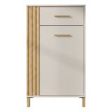 Mobile da Ingresso Bianco Crema Marrone un Cassetto 2 Ripiani 59.5x40x103h cm, Un'anta - Carducci