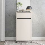Mobile da Ingresso Bianco Crema Nero un Cassetto 2 Ripiani 54.5x40x109.5h cm, Un'anta - Pollenza