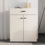 Mobile da Ingresso Bianco Crema Nero un Cassetto 2 Ripiani 77x35x98h cm, 2 Ante - Torrice