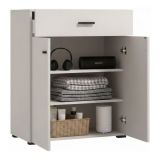Mobile da Ingresso Bianco Crema Nero un Cassetto 2 Ripiani 77x35x98h cm, 2 Ante - Torrice