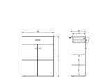 Mobile da Ingresso Bianco Crema Nero un Cassetto 2 Ripiani 77x35x98h cm, 2 Ante - Torrice