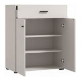 Mobile da Ingresso Bianco Crema Nero un Cassetto 2 Ripiani 77x35x98h cm, 2 Ante - Torrice