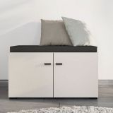 Mobile da Ingresso Bianco Crema Nero un Ripiano 2 Ante 77x35x40.5h cm, 2 Vani - Druento