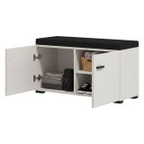 Mobile da Ingresso Bianco Crema Nero un Ripiano 2 Ante 77x35x40.5h cm, 2 Vani - Druento