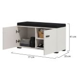 Mobile da Ingresso Bianco Crema Nero un Ripiano 2 Ante 77x35x40.5h cm, 2 Vani - Druento
