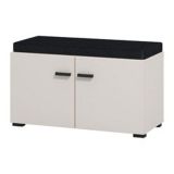 Mobile da Ingresso Bianco Crema Nero un Ripiano 2 Ante 77x35x40.5h cm, 2 Vani - Druento