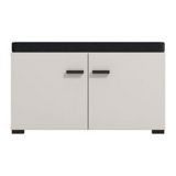 Mobile da Ingresso Bianco Crema Nero un Ripiano 2 Ante 77x35x40.5h cm, 2 Vani - Druento
