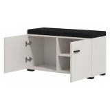 Mobile da Ingresso Bianco Crema Nero un Ripiano 2 Ante 77x35x40.5h cm, 2 Vani - Druento