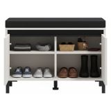 Mobile da Ingresso Bianco Crema Nero un Ripiano 2 Ante 80x40x57h cm, 2 Vani - Force