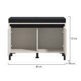 Mobile da Ingresso Bianco Crema Nero un Ripiano 2 Ante 80x40x57h cm, 2 Vani - Force
