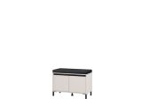 Mobile da Ingresso Bianco Crema Nero un Ripiano 2 Ante 80x40x57h cm, 2 Vani - Force