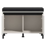 Mobile da Ingresso Bianco Crema Nero un Ripiano 2 Ante 80x40x57h cm, 2 Vani - Force