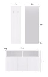 Mobile da Ingresso Bianco Fantasia Specchio Incluso 4 Paia 91x36x165h cm, 2 Ripiani - Riano