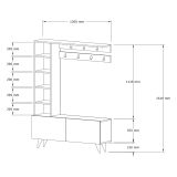 Mobile da Ingresso Bianco Grigio Appendiabiti 6 Ripiani 120x32x162h cm, Apertura a Ribalta - Gordona
