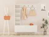 Mobile da Ingresso Bianco Grigio Appendiabiti 6 Ripiani 120x32x162h cm, Apertura a Ribalta - Gordona