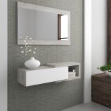 Mobile da Ingresso Bianco Grigio Cemento Specchio Incluso un Cassetto 95x28x77h cm, un Vano - Fabbrico