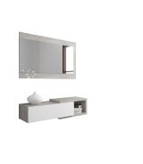 Mobile da Ingresso Bianco Grigio Cemento Specchio Incluso un Cassetto 95x28x77h cm, un Vano - Fabbrico