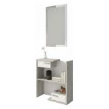 Mobile da Ingresso Bianco Grigio Cemento Specchio Incluso un Ripiano 83x29x190h cm, 2 Cassetti - Legionari