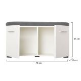 Mobile da Ingresso Bianco Grigio Scuro un Ripiano 2 Ante 79x35x45h cm, 2 Vani - Cannole
