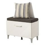 Mobile da Ingresso Bianco Grigio Scuro un Ripiano Un'anta 74.5x35x53h cm, 2 Vani - Ceranesi