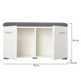 Mobile da Ingresso Bianco Grigio un Ripiano 2 Ante 79x35x45h cm, 2 Vani - Cannole