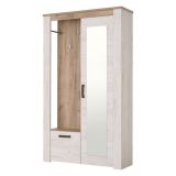 Mobile da Ingresso Bianco Larice Marrone Rovere Specchio Incluso 5 Ripiani 114x36.5x195h cm, Appendiabiti - Valva