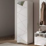 Mobile da Ingresso Bianco Lucido Bianco Appendiabiti 6 Paia 78x31x186.5h cm, 2 Ripiani - Medolla